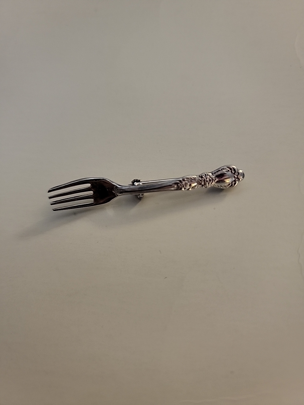Silver-Tone Decorative Fork Brooch - Women's Jewelry